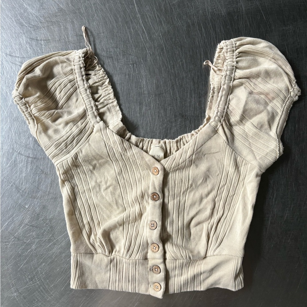 We The Free Cream Off-Shoulder Top, M - Picture 2 of 5